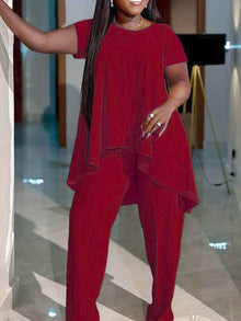 Fashionable Plus-Size Solid Color Set