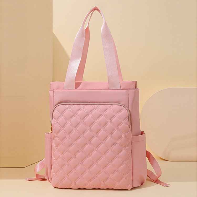 Stylish Casual Dual-handle Backpack With Embroidered Diamond-pattern Designversatile And Perfect For Everyday Use For Women
