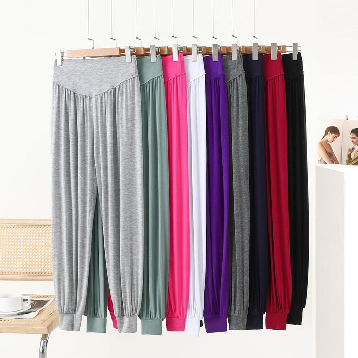 Pantalon sarouel en modal à taille haute et large ceinture