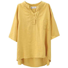 Casual Youthful Retro Summer New V-Neck Cotton-Linen Top