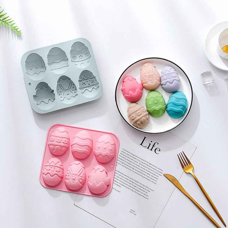 6-piece Silicone Mold For Different Easter Eggs Chocolate Mold