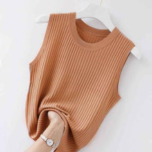 Women's Summer Ice Silk Round Neck Camisole Vest Knitted Bottoming Shirt