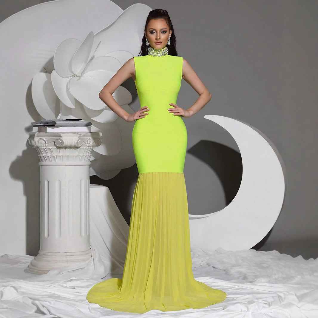 Women's Bandage Mesh-Panel Long Dress