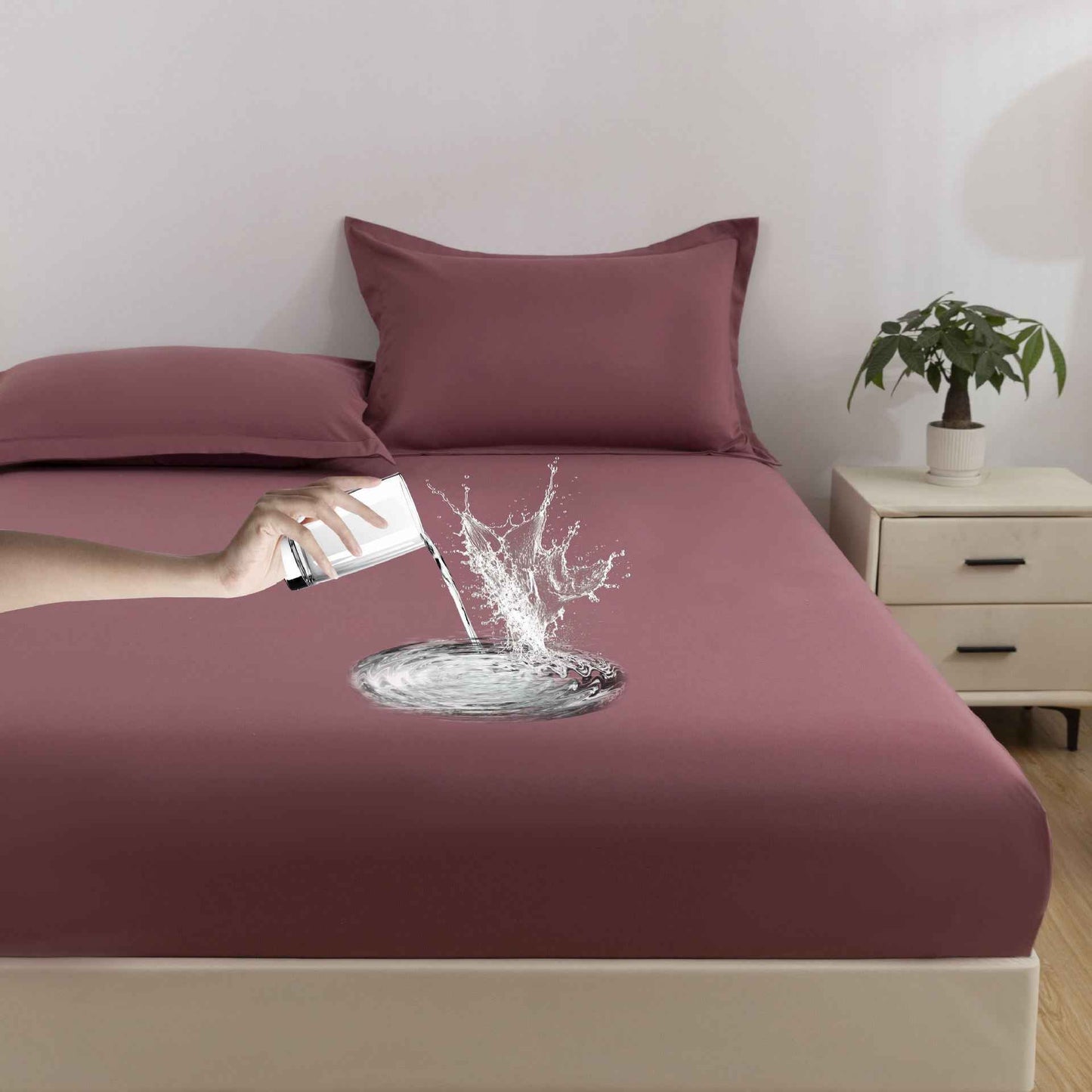 Solid Color Frosted Double Layer Water-proof Mattress Protective Cover Skin-friendly Soft Dustproof Protective Bedding