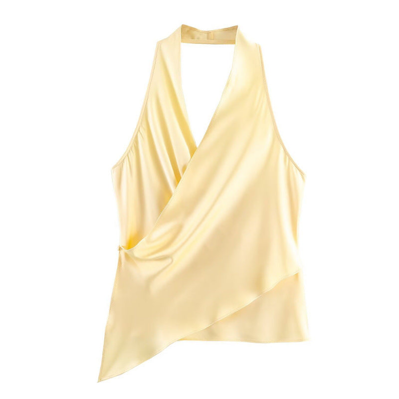 European And American-style Fashionable Versatile Satin-textured Halter-neck Top by Mirlaine Univers European And American-style Fashionable Versatile Satin-textured Halter-neck Top Mirlaine Univers european-and-american-style-fashionable-versatile-satin-textured-halter-neck-top 0 European And American-style Fashionable Versatile Satin-textured Halter-neck Top Mirlaine Univers European And American-style Fashionable Versatile Satin-textured Halter-neck Top