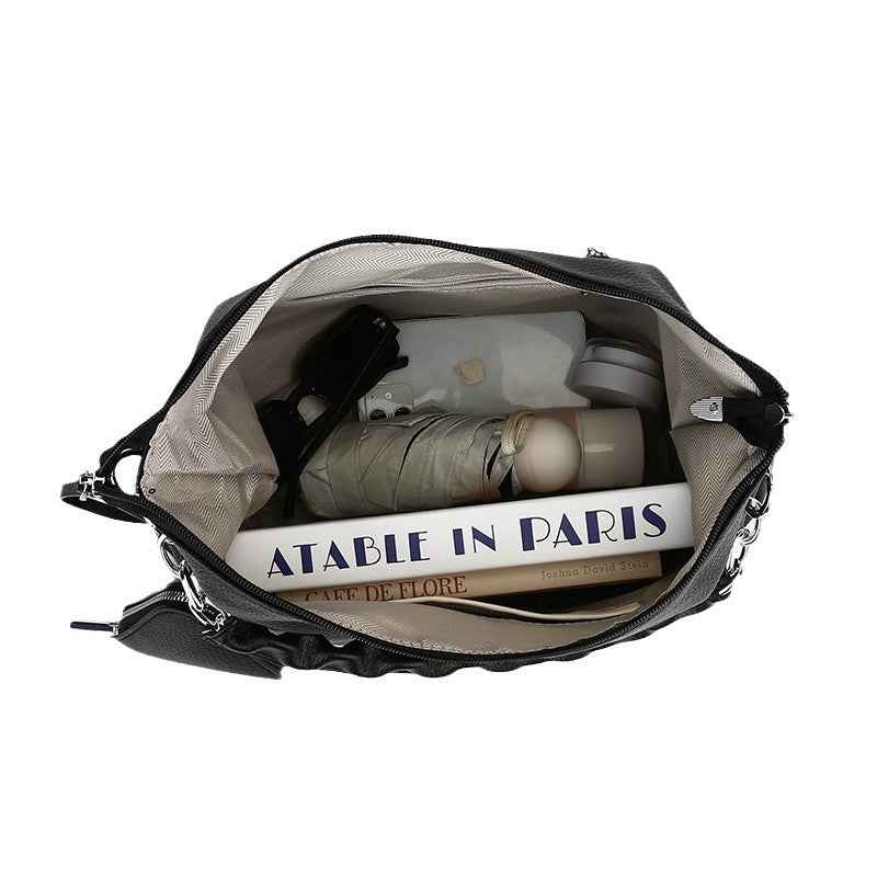 Simple Commuter Leather Chain Shoulder Underarm Bag With A Triangle Pouch