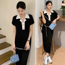 Artistic Korean-style Fashionable Elegant Lapel Maternity Dress