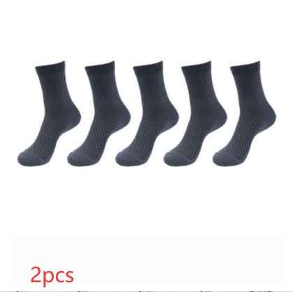 5 Pairs Bamboo Fiber Socks Men's Mid-calf Breathable Socks Business Men's Socks Solid Color