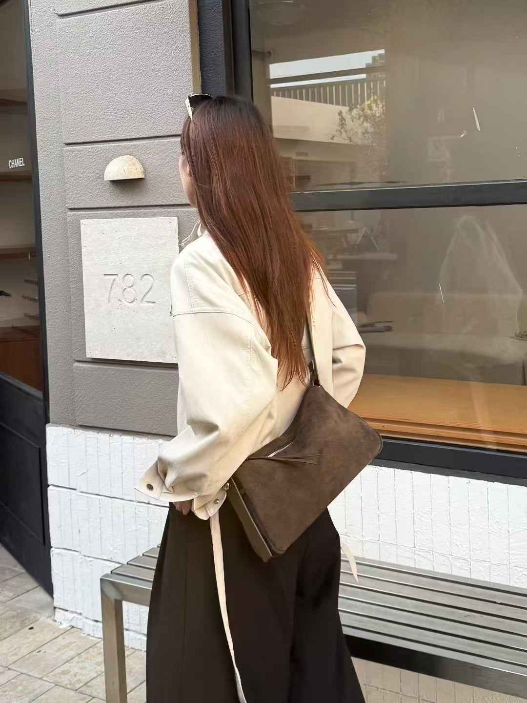 Genuine Leather Pillow Bag Frosted Cowhide Shoulder Bag