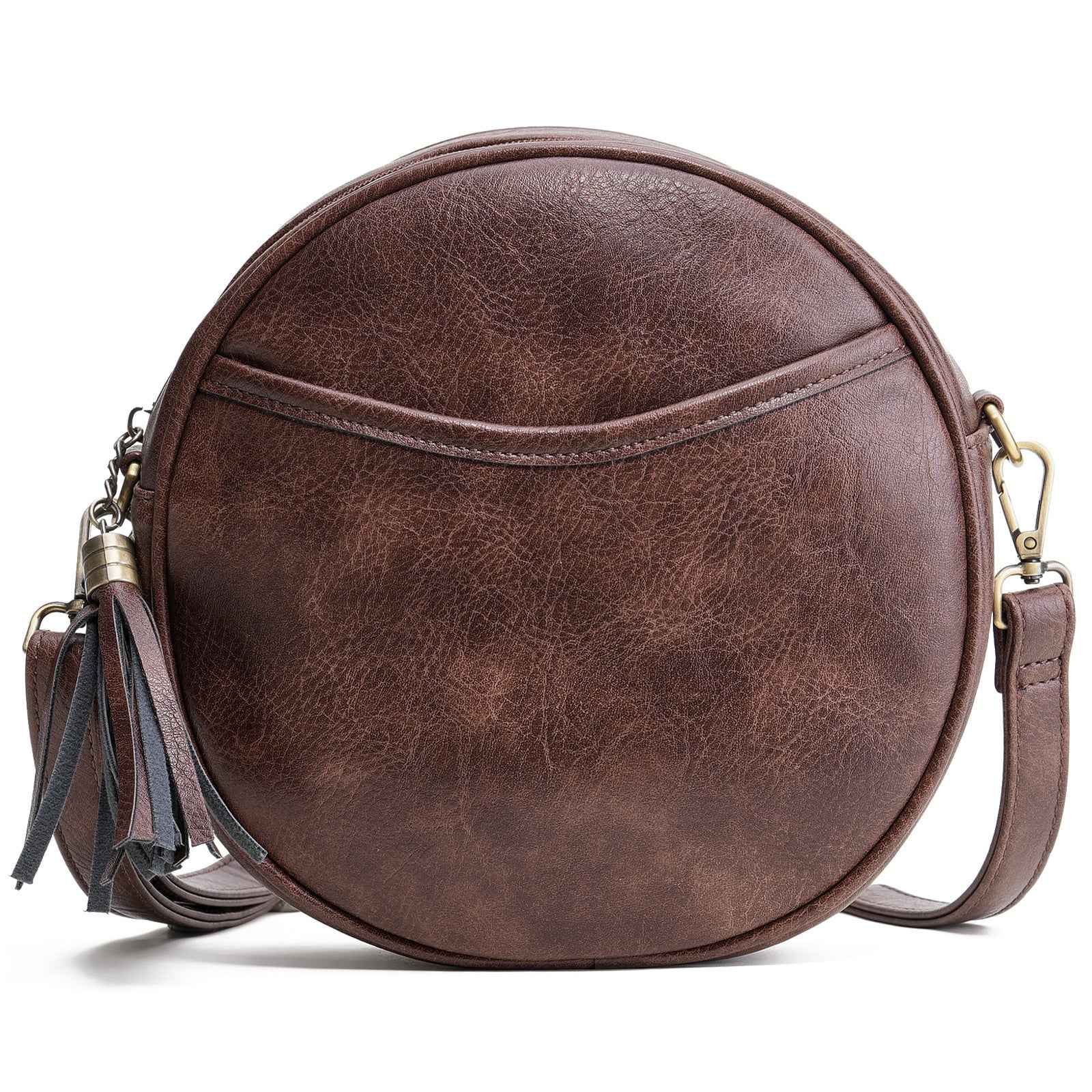 Retro Versatile Small Round Bag With A Zipperperfect For European And American Styles