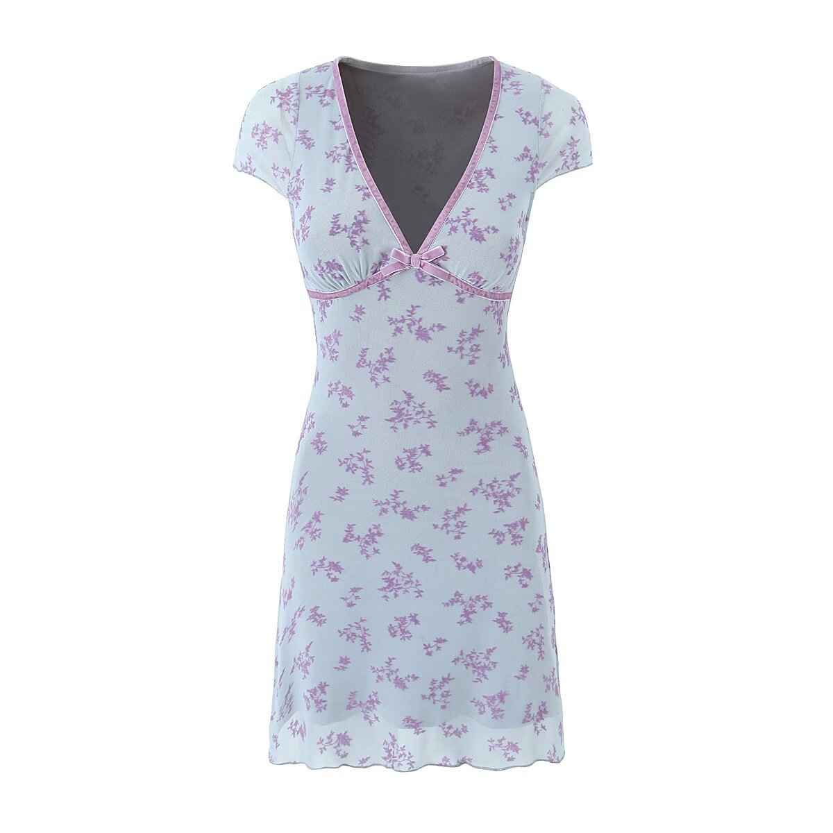 Retro Sexy Deep V-Neck Floral Mini Dress