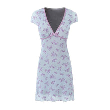 Retro Sexy Deep V-Neck Floral Mini Dress
