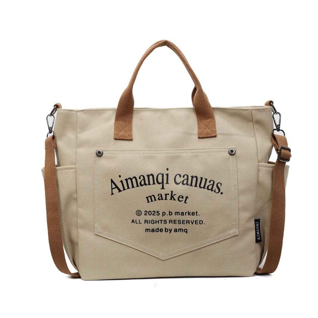 Canvas Commuter Shoulder Tote Crossbody Bag