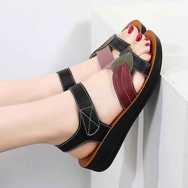 Summer Thick-soled Sandals For Women Fashion Casual Non-slip Comfortable Velcro-design Beach Shoes