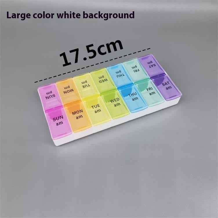 Big Small Size 14 Grid Week Pill Box Morning And Evening Color Week Pill Box Printing Russian English