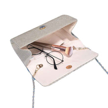 Elegant Striped Evening Bag With Chain Shoulder Strap