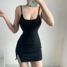 Women's Backless Waist-Cinching Slit Slip Dress by Mirlaine Univers