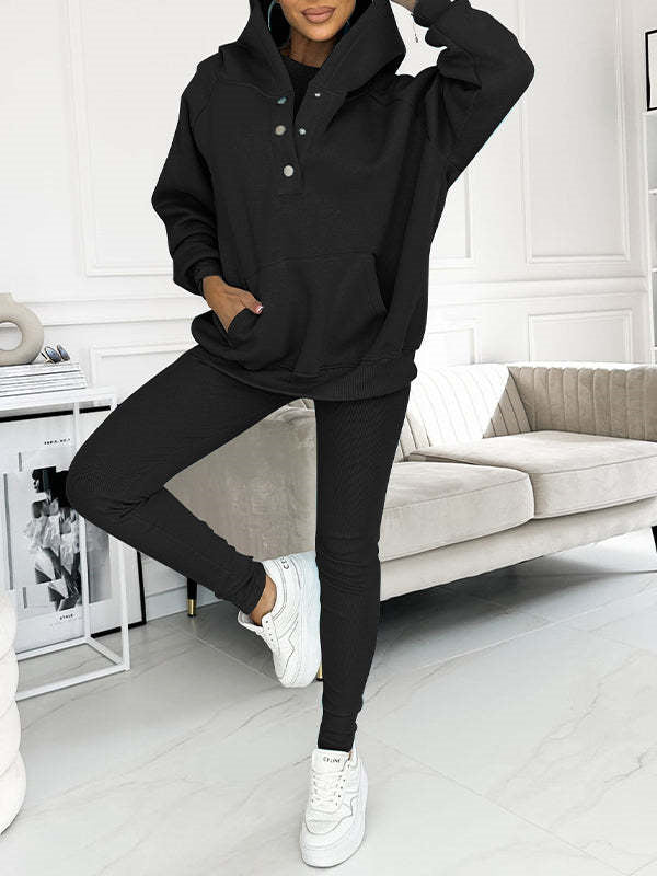 Women's Solid Color Vest Hoodie And Pants Set by Mirlaine Univers