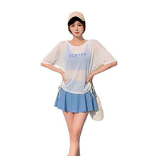 Sun-protective Figure-flattering Tummy-covering Three-piece Split Swimsui