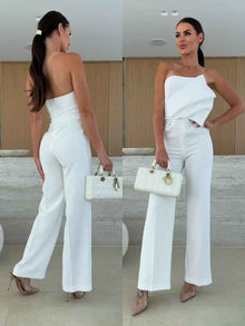 Candy-Colored Bodycon Halterneck Backless High-Waist Wide-Leg Jumpsuit