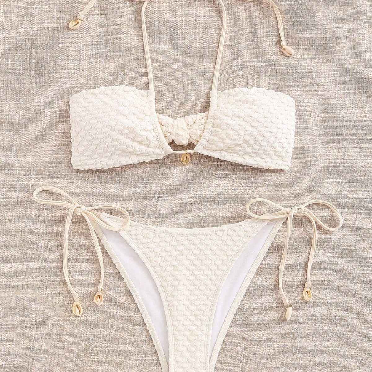 European And American Style Bikini Womens Shell Design Simple Fashion Swimsuit Womens Set