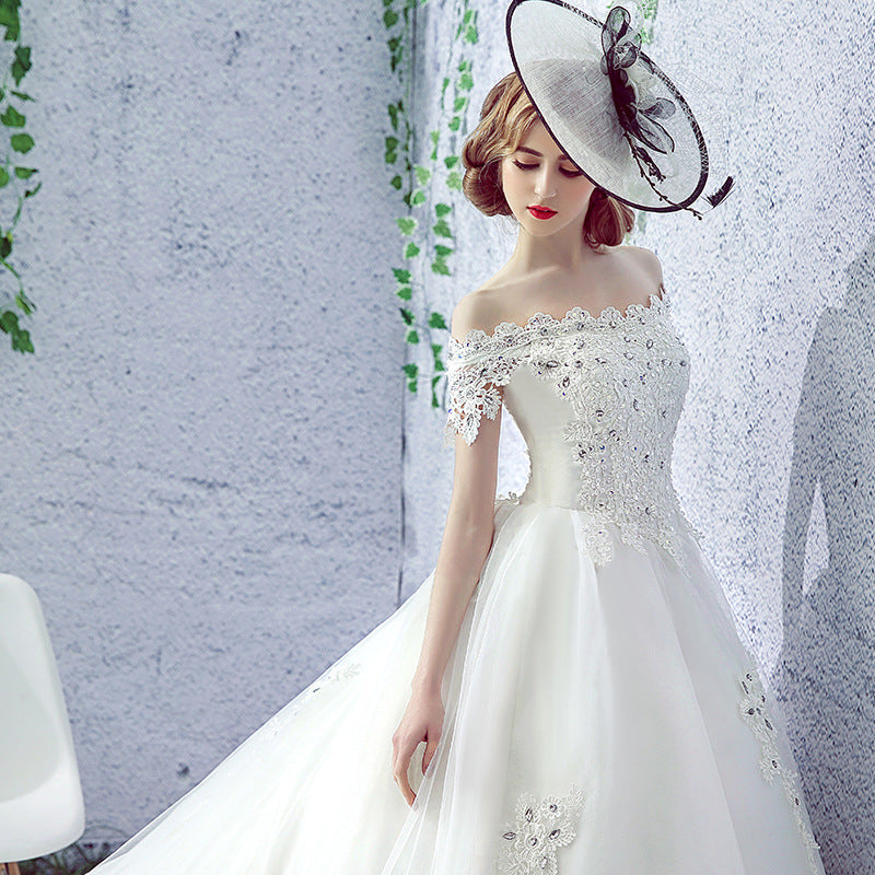 Wedding Dress Bride One-shoulder Trailing French Veil Hepburn Female by Mirlaine Univers