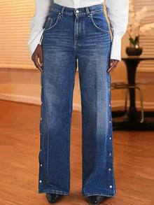 AutumnWinter Niche Design Heart-Shaped Rivet Denim Pants