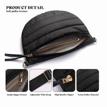 Womens Casual Quilted Solid-Color Down Waist Bag Shoulder Bag