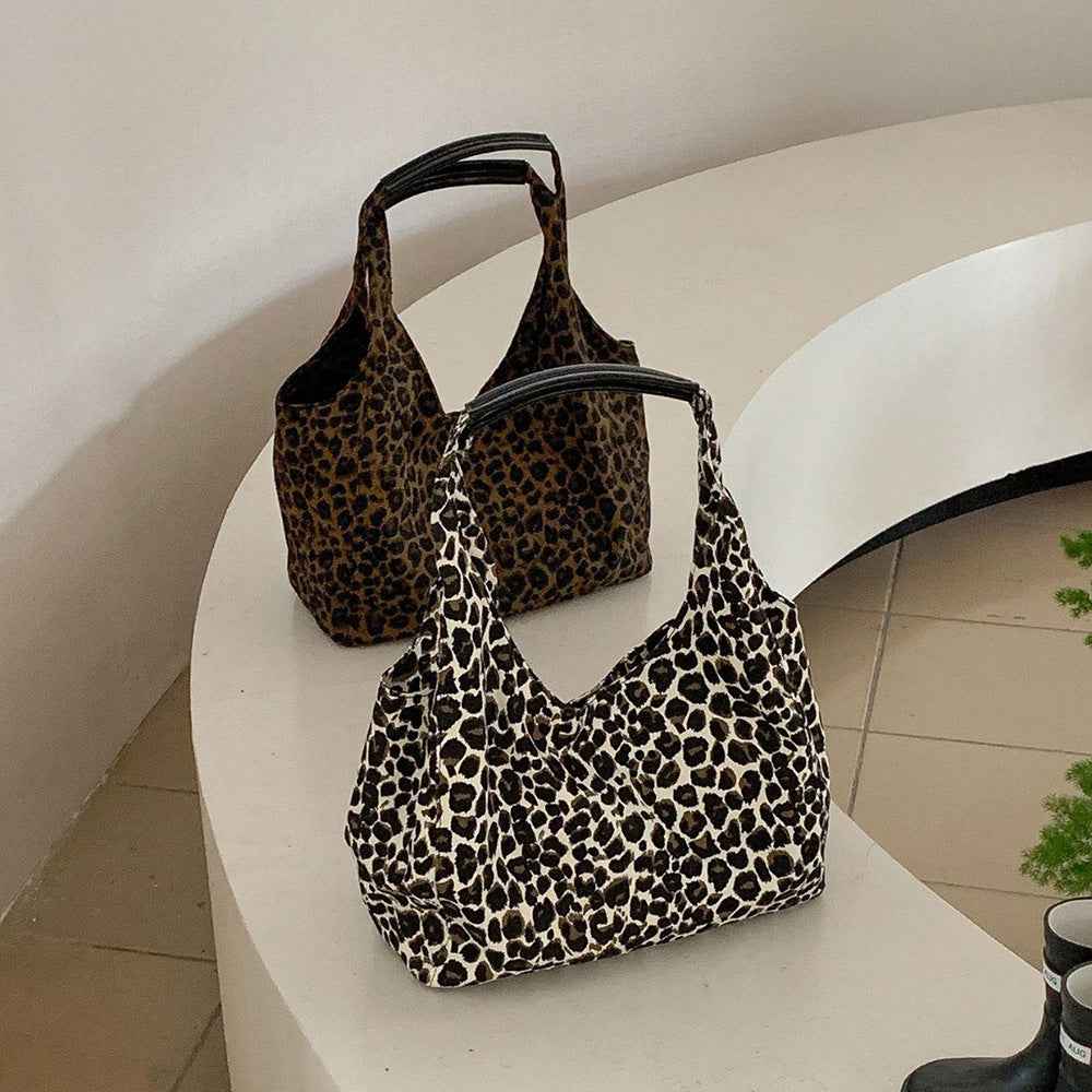 High-End Leopard-Print Design Tote Bag Large-Capacity Casual Shoulder Bag