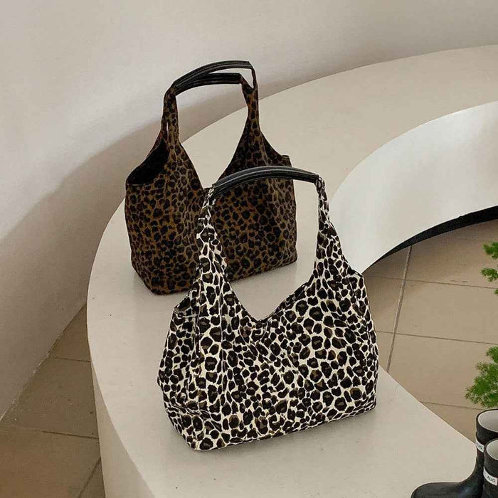 High-End Leopard-Print Design Tote Bag Large-Capacity Casual Shoulder Bag