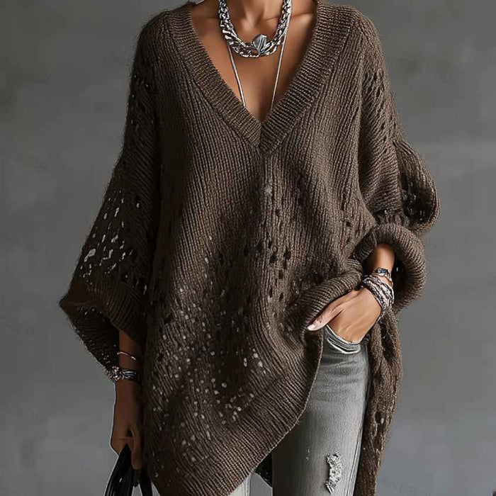 Pull-over ample en maille ajourée pour femme