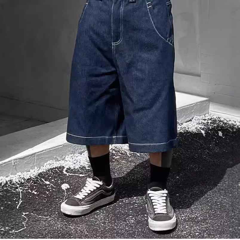 Mens Loose-Fit Summer Denim Shorts In The American West Coast Style
