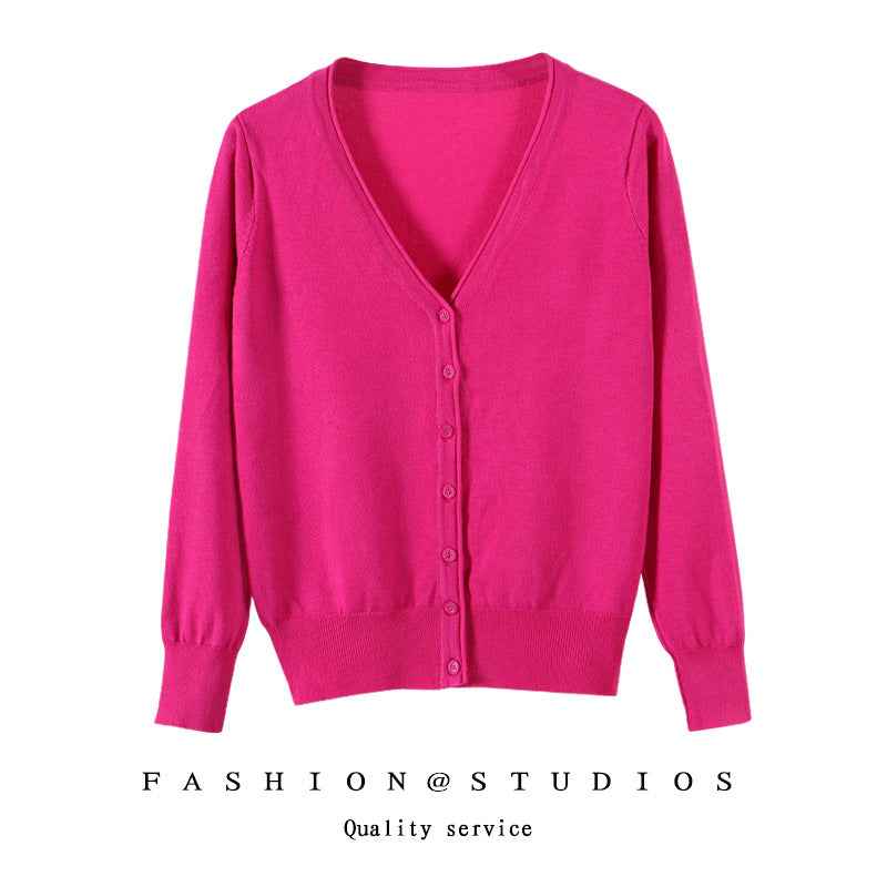 Women's Slim-fit SpringAutumn Plus-size Knitted Cardigan