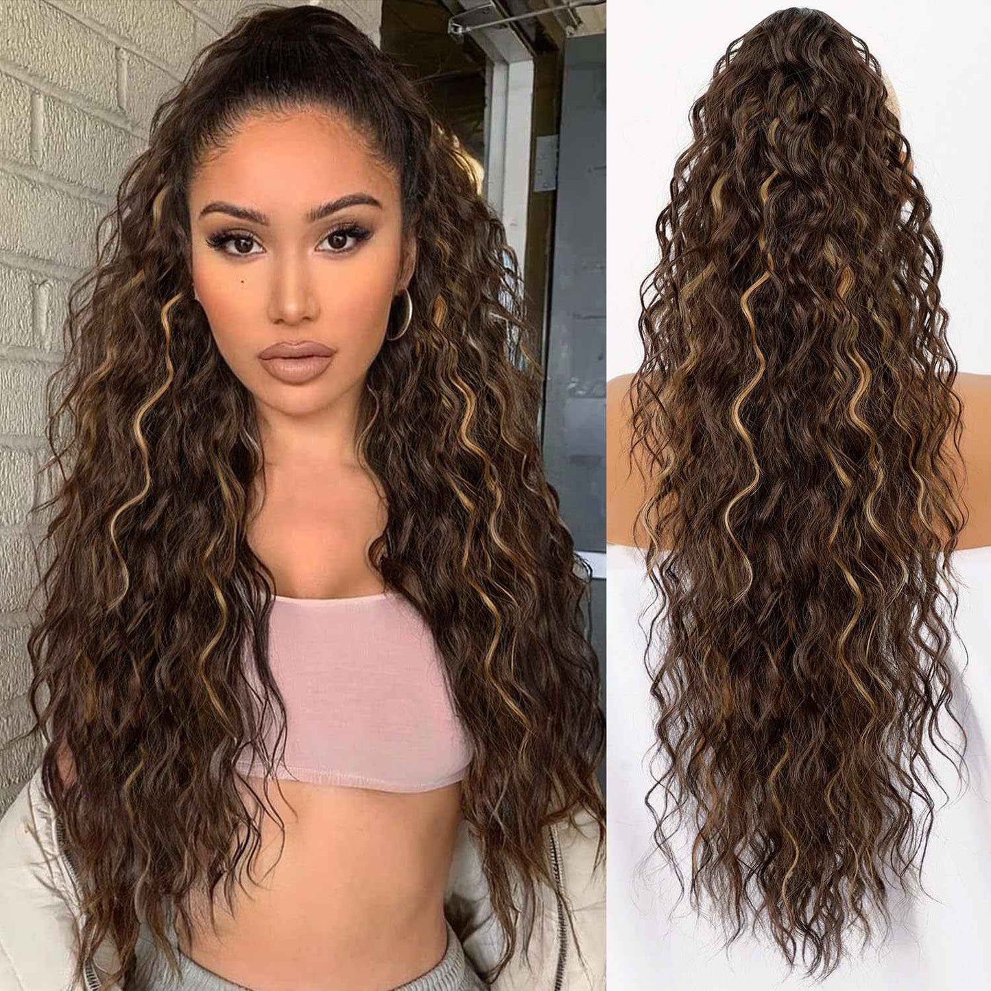 Grip Ponytail Fluffy Long Curly Hair Horse Tail Wig