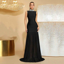 Women's Bandage Mesh-Panel Long Dress