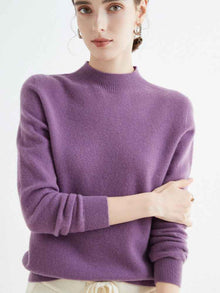 Half High Collar Pure Wool Women's Long Sleeved Knitted Base Sweater