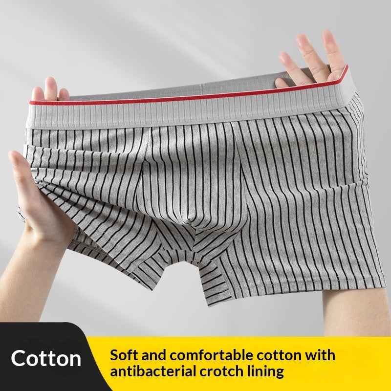 Mens Long-staple Cotton Antibacterial Boxer Briefs Skin-friendly