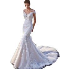Princess Bride Mermaid Wedding Dress White Trailing Perspective Backless Lace Wedding Dress by Mirlaine Univers