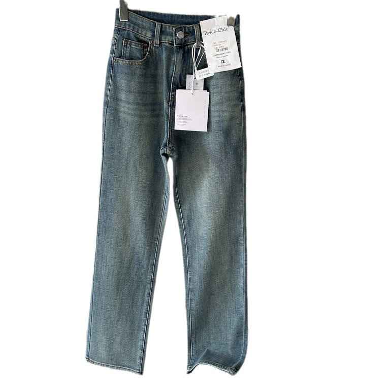 Washed Narrow-fit Straight-leg Floor-length Wide-leg Jeans