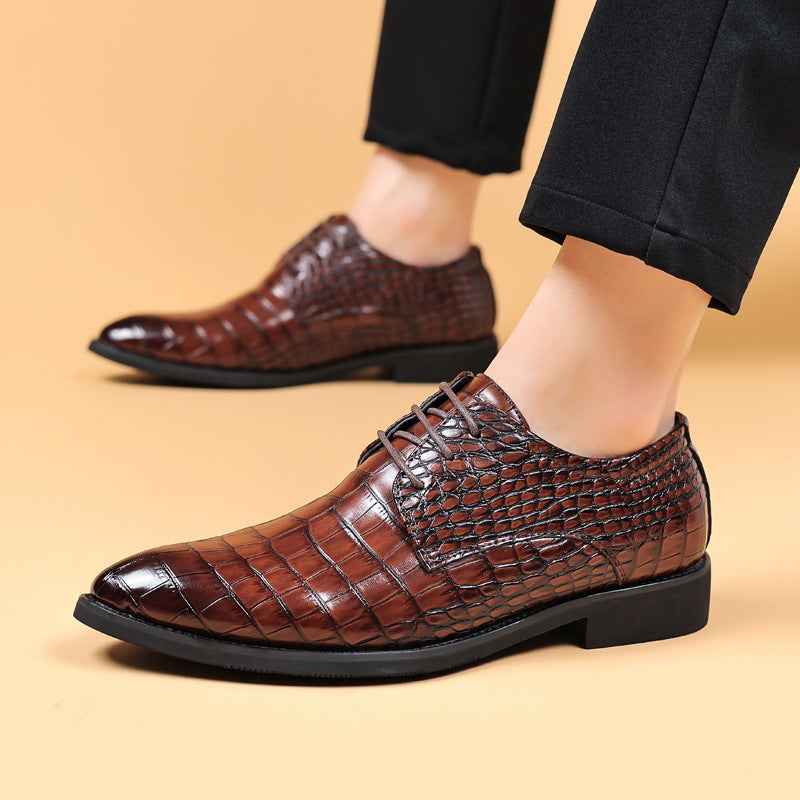 Men's Business Casual Shoes Fish Grain British Leather Shoes