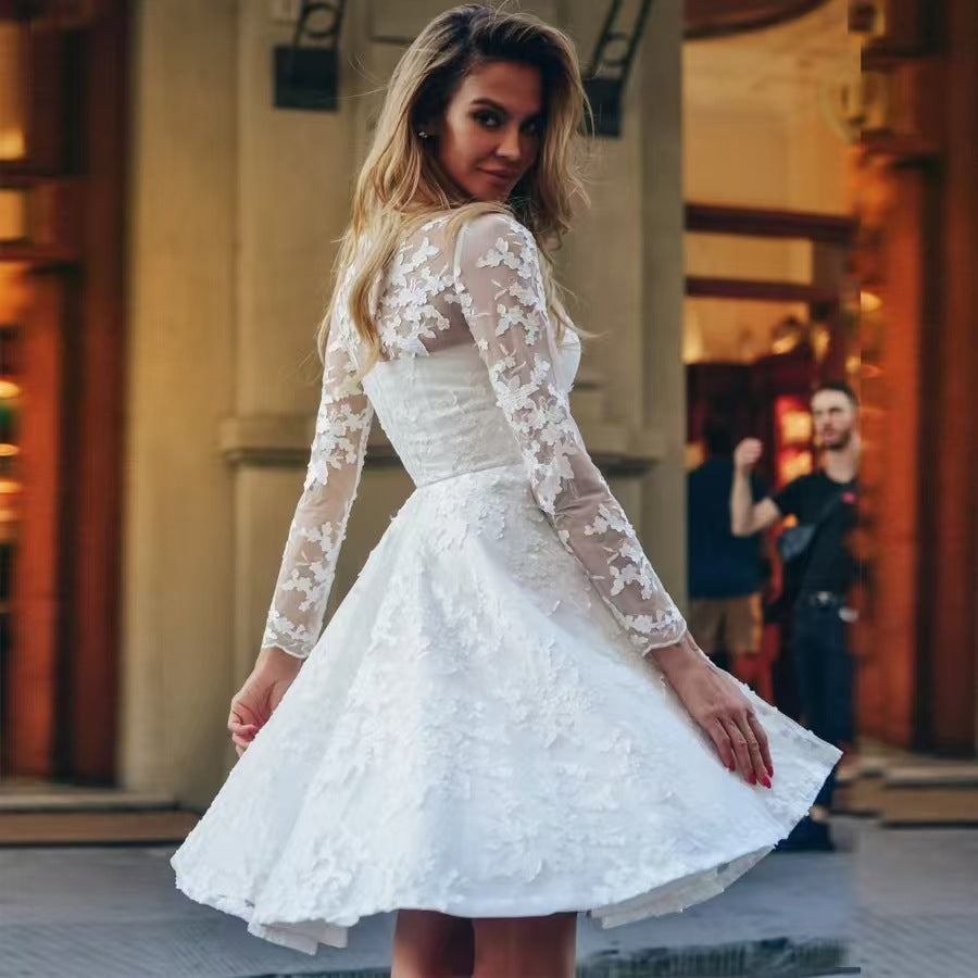 Wedding Dress White Vintage Lace Women Dress by Mirlaine Univers
