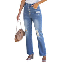 Womens High-Waisted Button-Front Straight Jeans by Mirlaine Univers