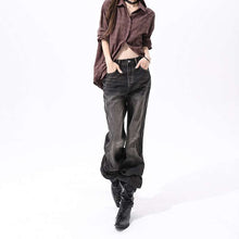 AutumnWinter Charcoal-Gray Loose Flared Denim Jeans by Mirlaine Univers