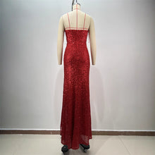 Drop-shaped Diamond Sexy Low-cut High Sitt Red Paillette Tube Coat And Dress by Mirlaine Univers