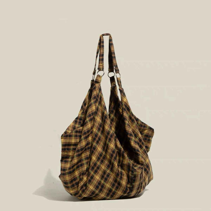 Womens Plaid Multi-Wear Large-Capacity ShoulderCrossbody Bag