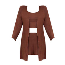 Modal Cotton Ribbed Camisole Nightgown Three-Piece Loungewear Set Sexy Pajamas
