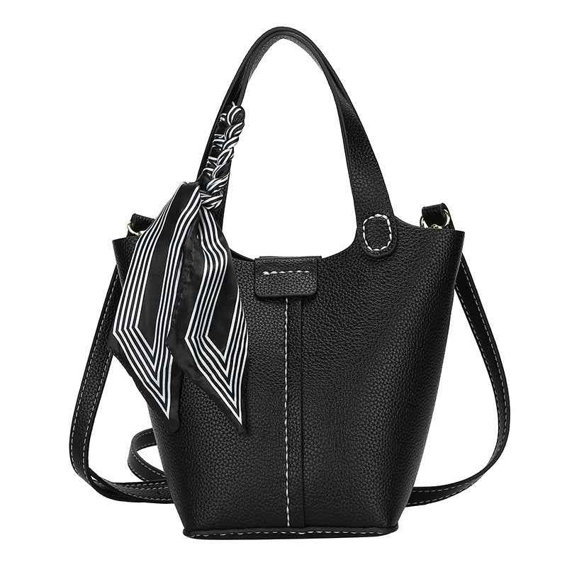 Western-style Bucket Bag With Silk Scarf For Women