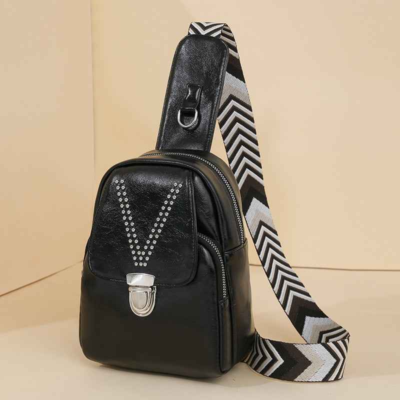 Womens Soft Leather Casual All-Match ShoulderCrossbody Bag