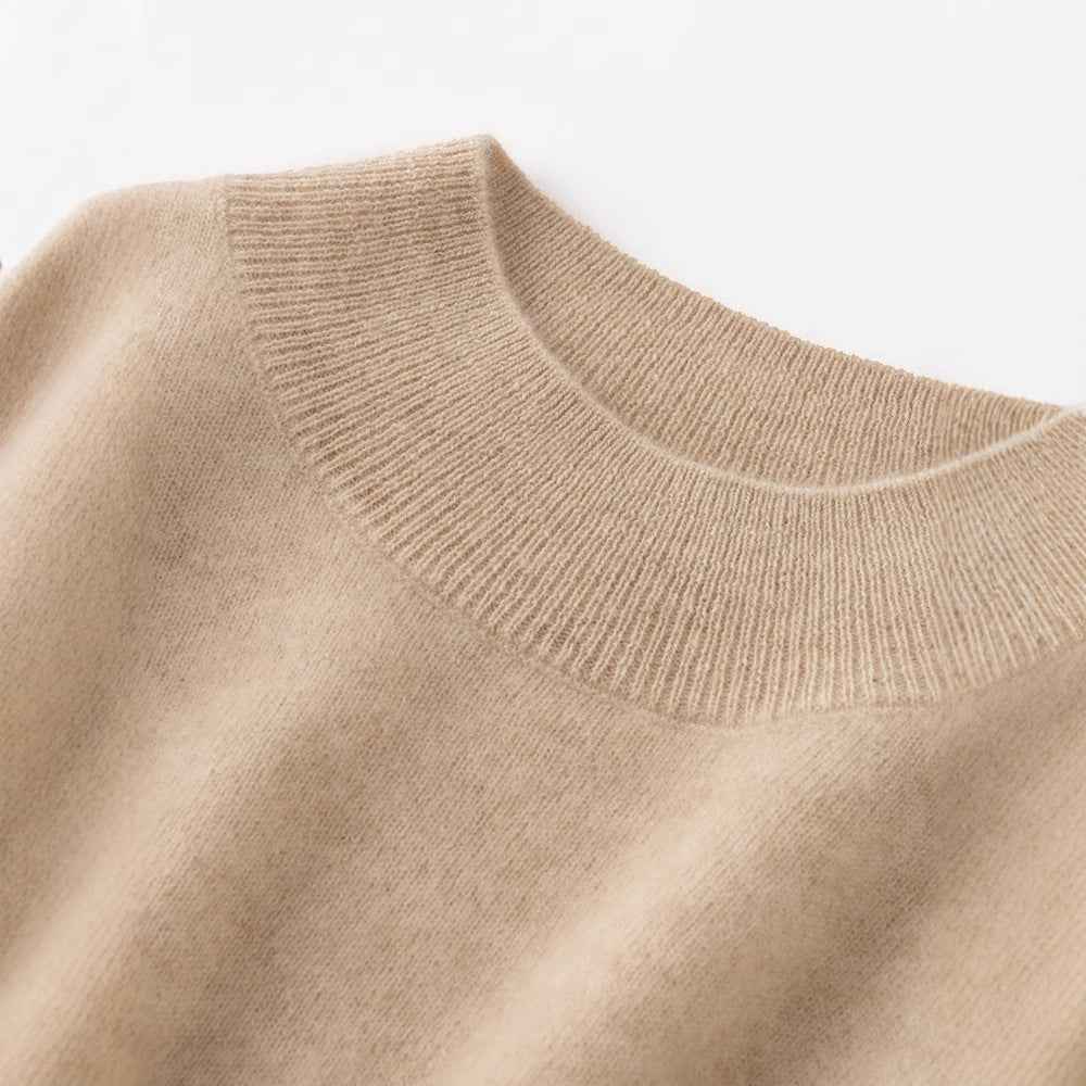 Womens Solid-Color Loose-Fit Mock-Neck Cashmere Sweater