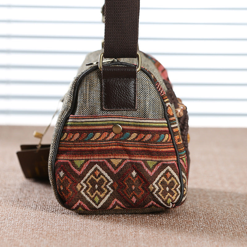 Vintage Canvas Crossbody Bag In Chinese Style by Mirlaine Univers